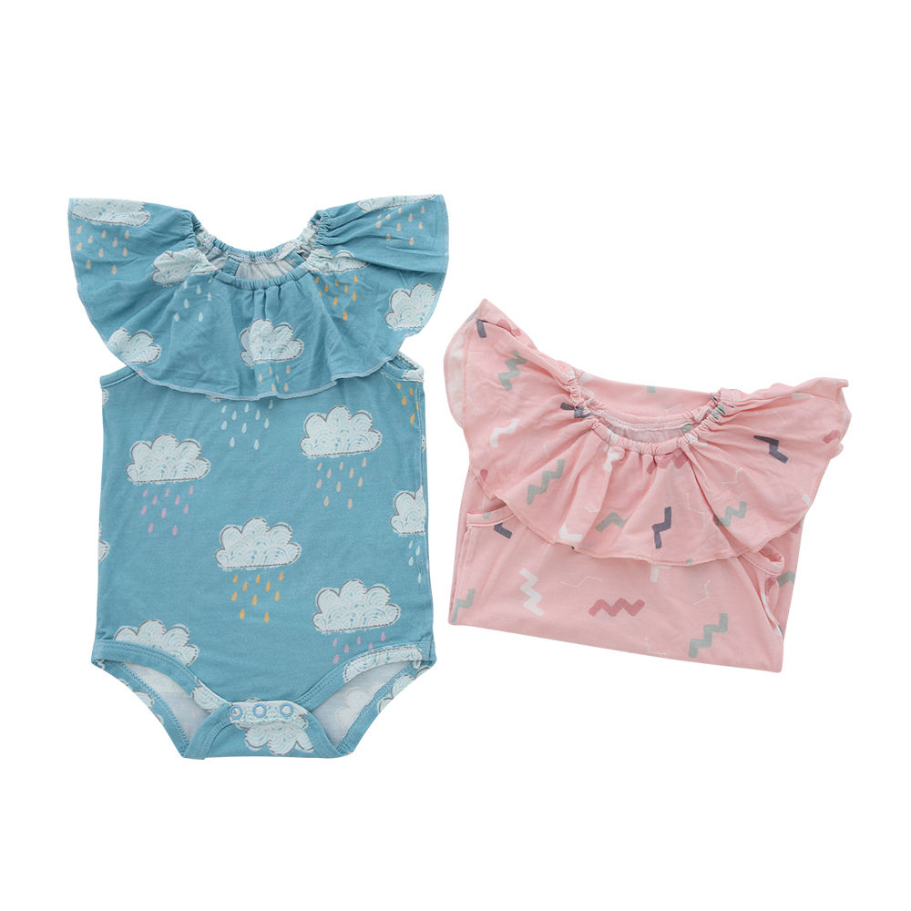 Sweet Style Sleeveless Baby Girls Romper Summer Ruffle Round Collar Baby Suit Clothing Bamboo Fiber And Spandex