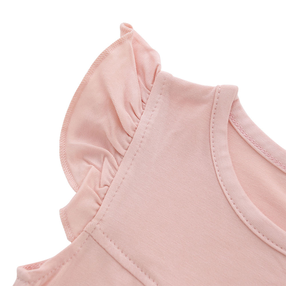 New Arrivals High Quality Hot Sale Customs Solid Color Ruffled Buttons Sleeveless Lovely Baby Girls Dresses