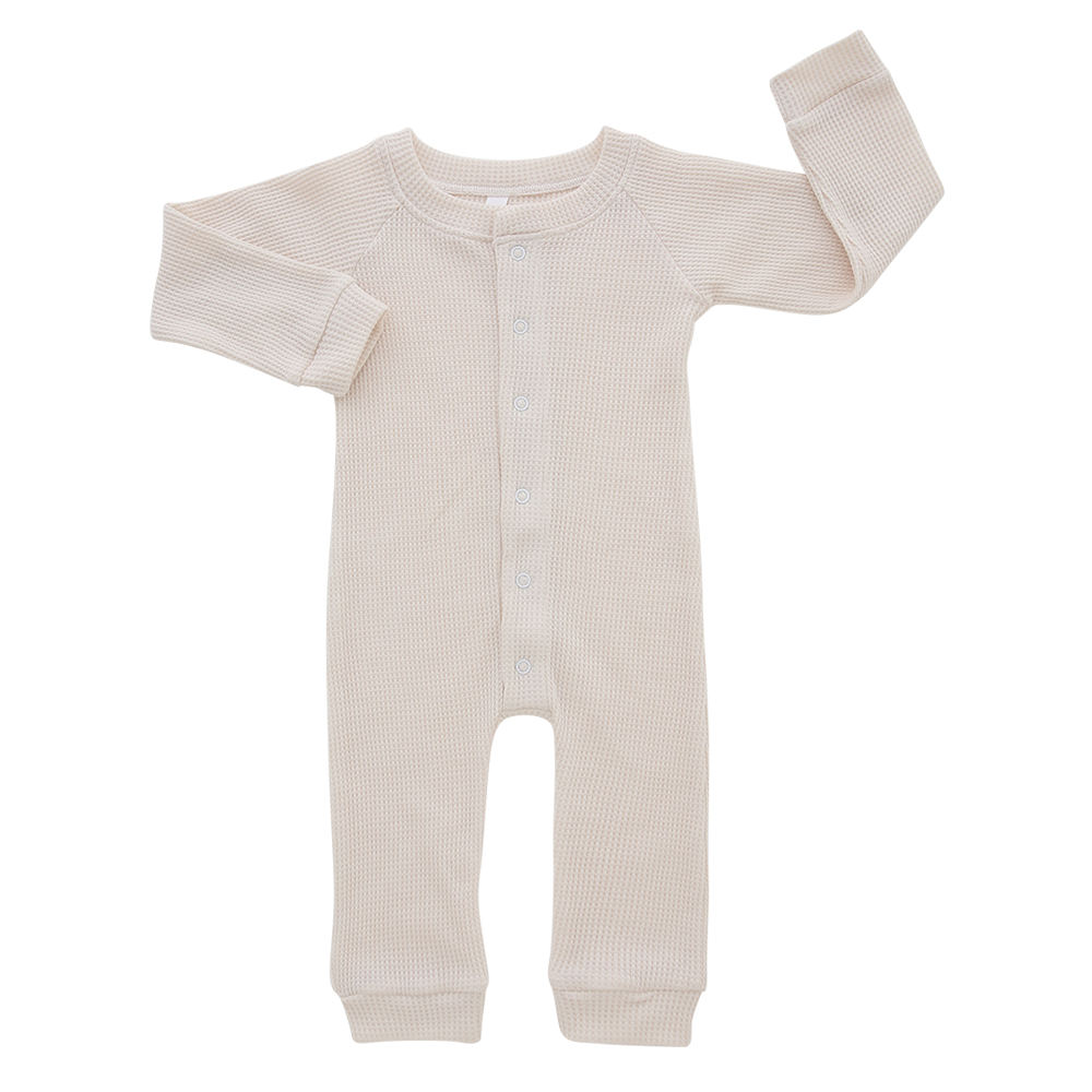 Long Sleeve Baby Jumpsuit Front Button Style High Quality Cotton Knitted Baby Romper Unisex Kids Clothes