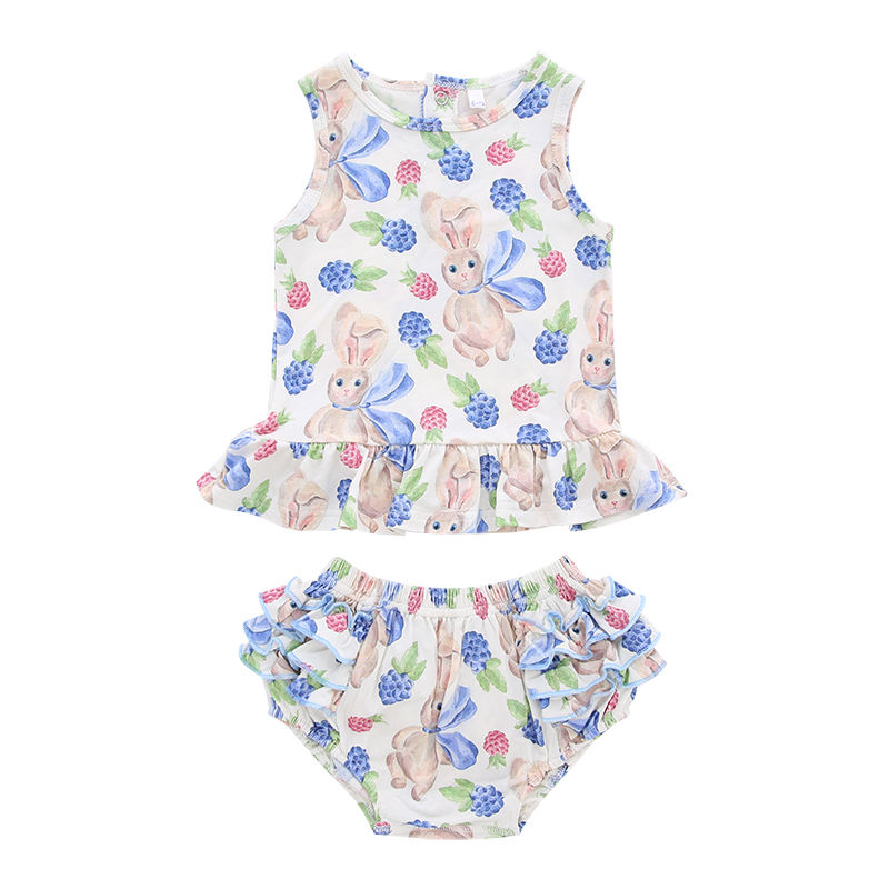 Factory Direct Baby Pajamas Set Sleeveless Sleeping Wear Bamboo Spandex Cotton Unisex Summer Two Piece Clothing
