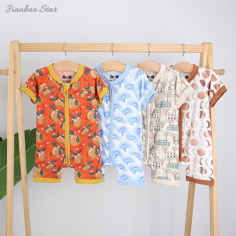 2022 New Arrivals Custom Bamboo Baby Zipper Romper One Piece Summer Style High-quality Baby Jumpsuit