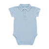Popular Bamboo Knitted Unisex Baby Rompers Short Sleeve Summer Turn-down Collar With Opening Button Design Baby Jumpsuit