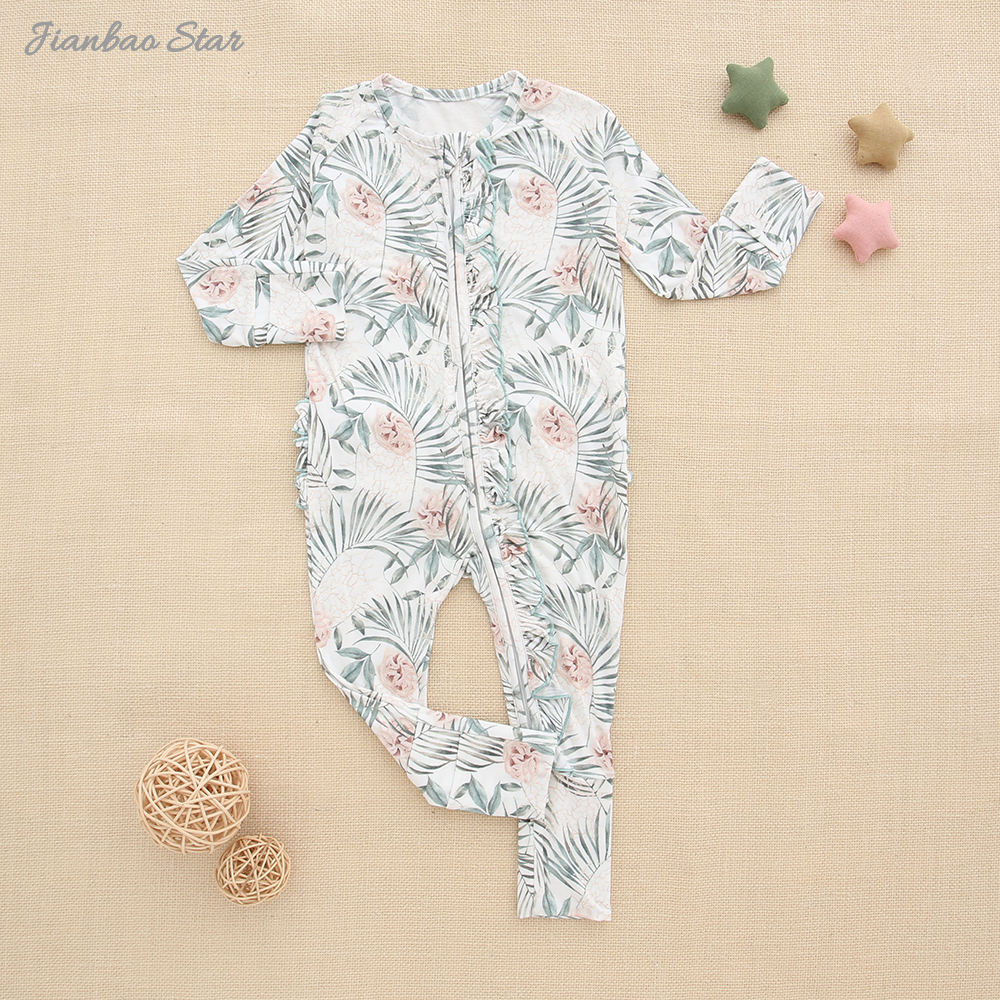 Bamboo Viscose Soft Baby Jumpsuit Pajamas Newborn Sleepers Boy Girl Clothes Printed Custom Baby Rompers