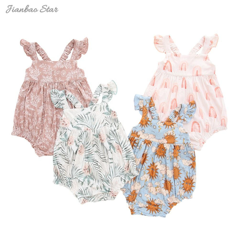 Support Customization Ins Baby Girls Suspenders Style Bamboo Cotton Sleeveless Best Summer Romper From Factory