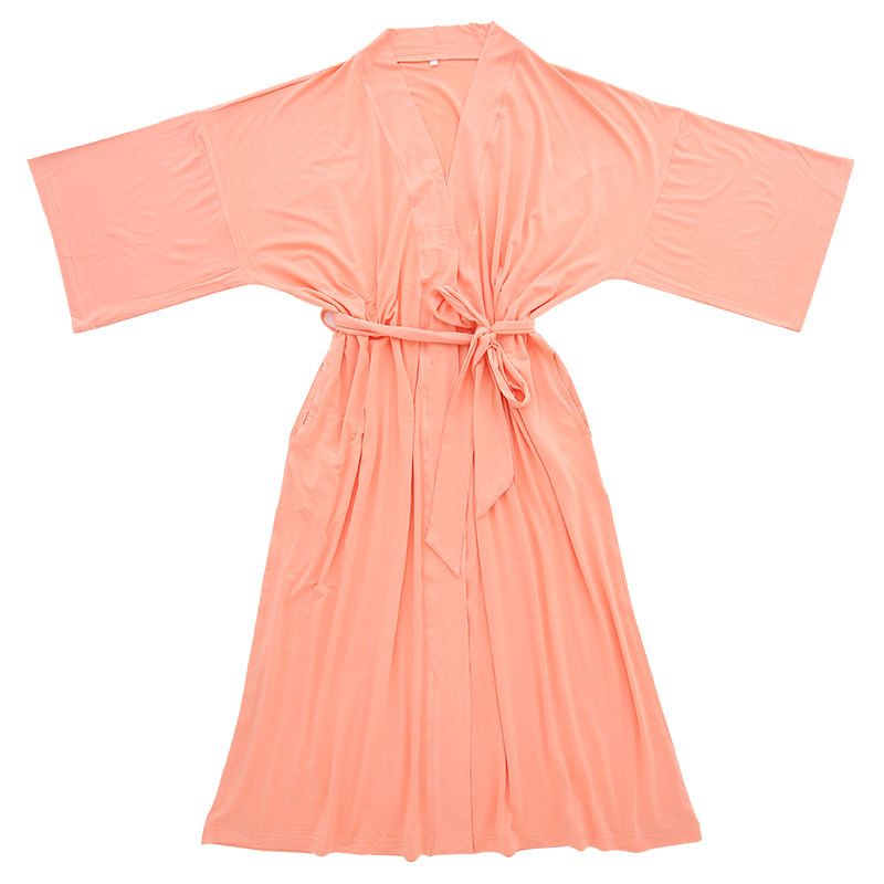 New Design Women Girls OEM Printed Solid Color Summer Nightgown Causal Style 95% Bamboo Viscose& 5% Spandex Fabric Pajamas Robe